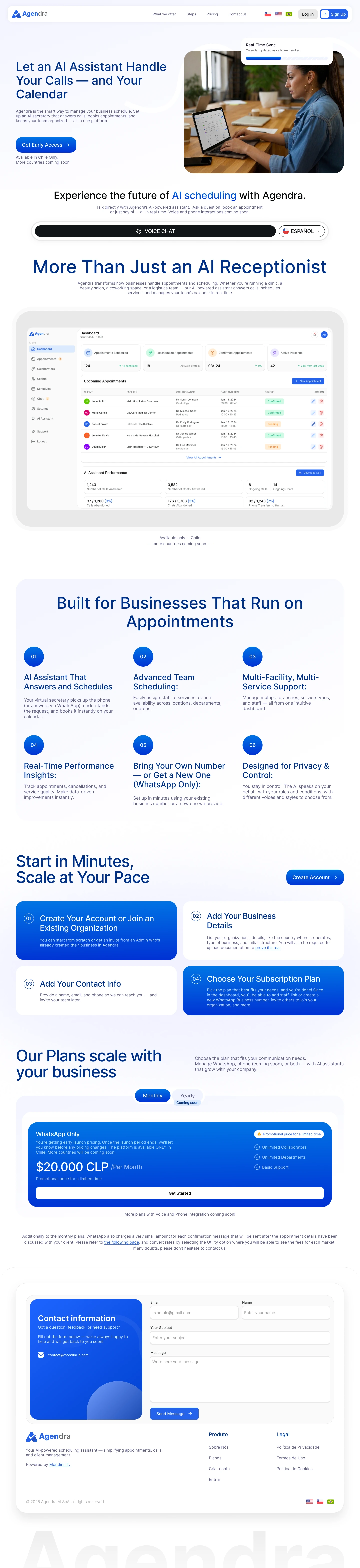 Landing page completa da Agendra