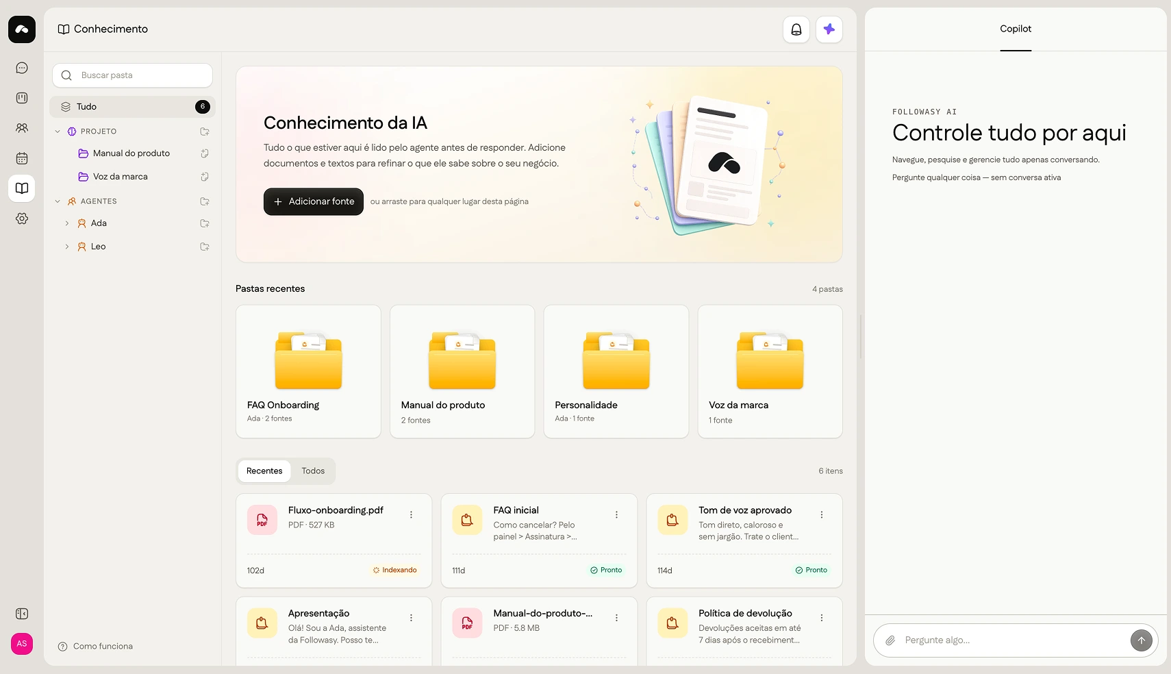 Configuração de agente de IA